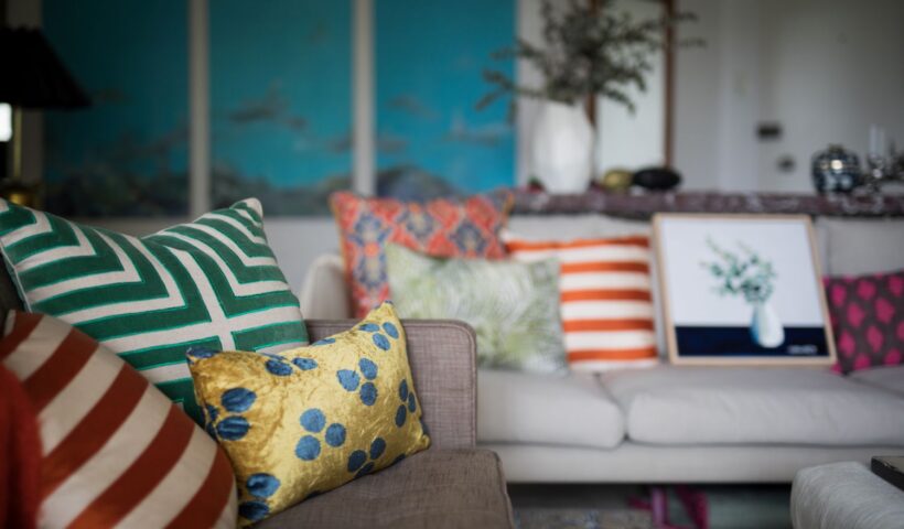 cushions on sofa